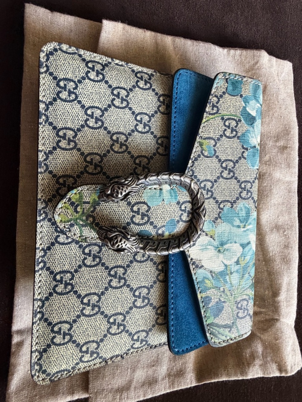 Gucci Floral GG Supreme Blue Teal Shoulder Bag - Picture 3 of 10